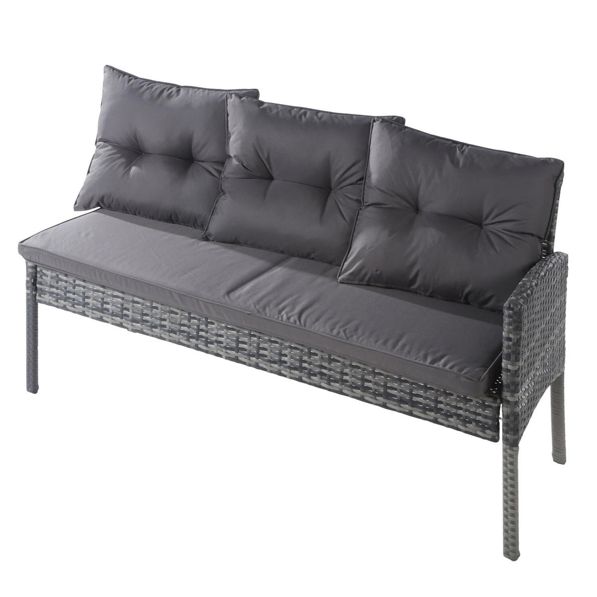 GARTENMÖBELSET 195x144x95cm grau aus Rattan und Stahl, waschbar - Grau, Metall - Modfu