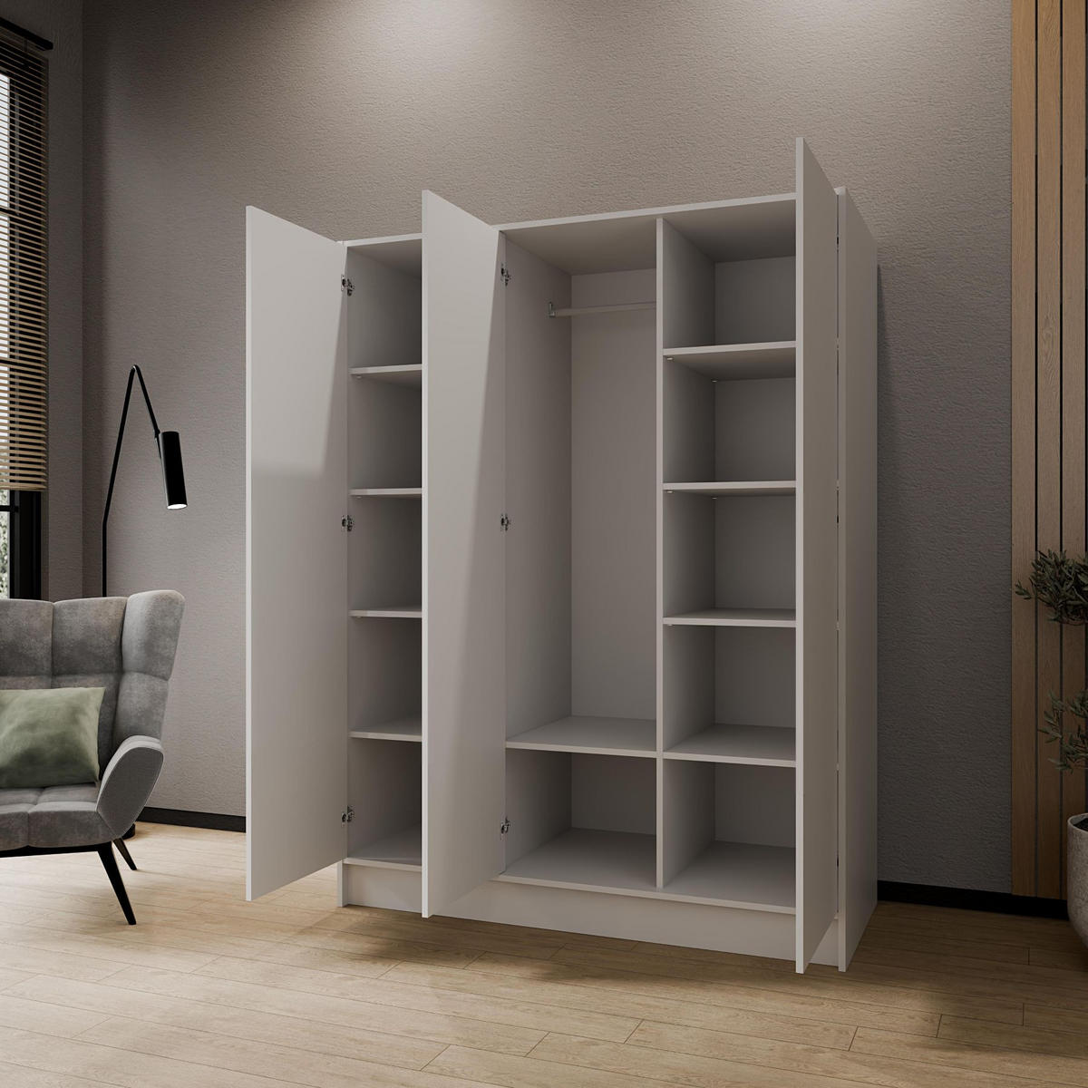 SCHRANK Weiß 150 ALA Glatt Ohne Spiegel Ohne Griffe - Weiß, Holzwerkstoff (150/200/51cm) - Sepro Meble