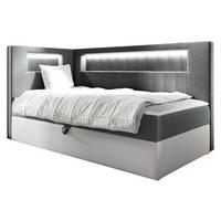 BOXBETT Gold Junior 3, Seite zum Öffnen des Bettkastens: Links - Weiß/Grau, Holz (80/200cm) - MIRJAN24