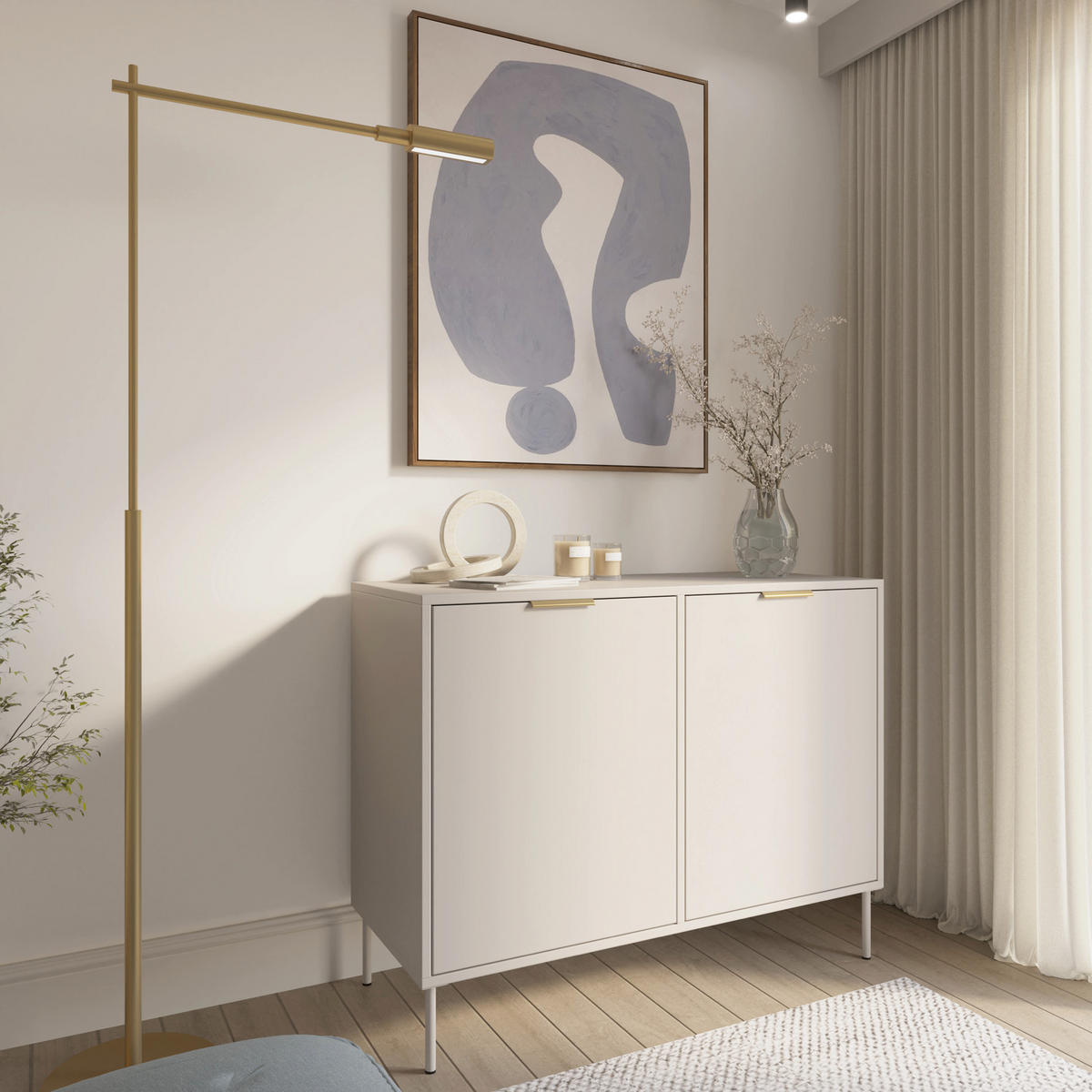 SIDEBOARD Vena Kaschmir 100 cm - Kaschmir/Goldfarben, Holzwerkstoff/Kunststoff (100.6/86/40cm) - Selsey