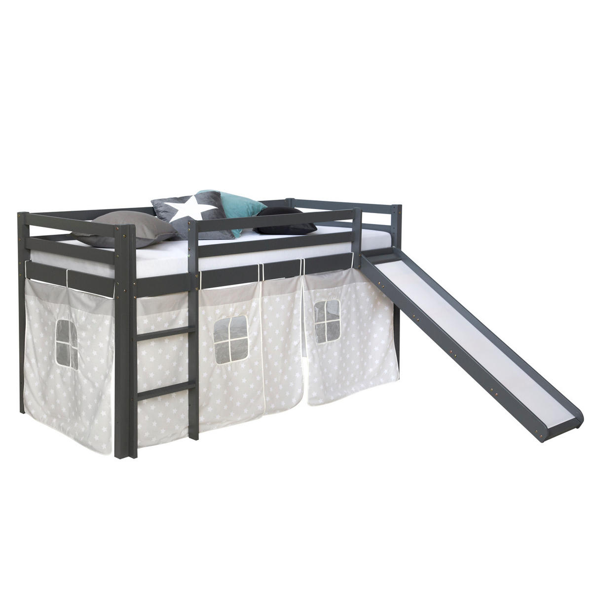 HOCHBETT 90/200 cm in grau mit Rutsche - Grau, Holz - Homestyle4u