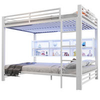 ETAGENBETT 140/200 cm in Weiß mit 6 Schränken und LED - Weiß, Metall (140/200cm) - CHICFURN