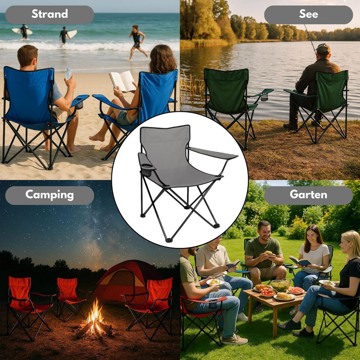 CAMPINGSTUHL FALTBAR in Grau - Grau, Metall (50/80/50cm) - Coemo