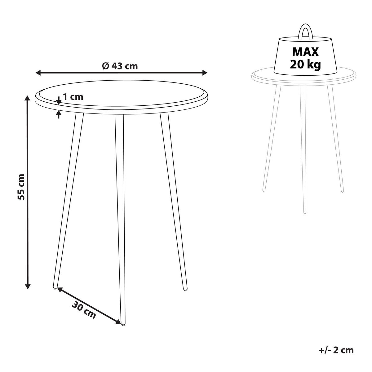 BEISTELLTISCH silber/schwarz rund 43 cm Telfer - Silberfarben/Schwarz, Metall (43/43/55cm) - Beliani