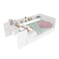 KINDERBETT 90/200 cm Weiß aus Kiefern mit Schreibtisch, 2 Schubladen und Regalen - Weiß, Holz (90/200cm) - OKMYHOME