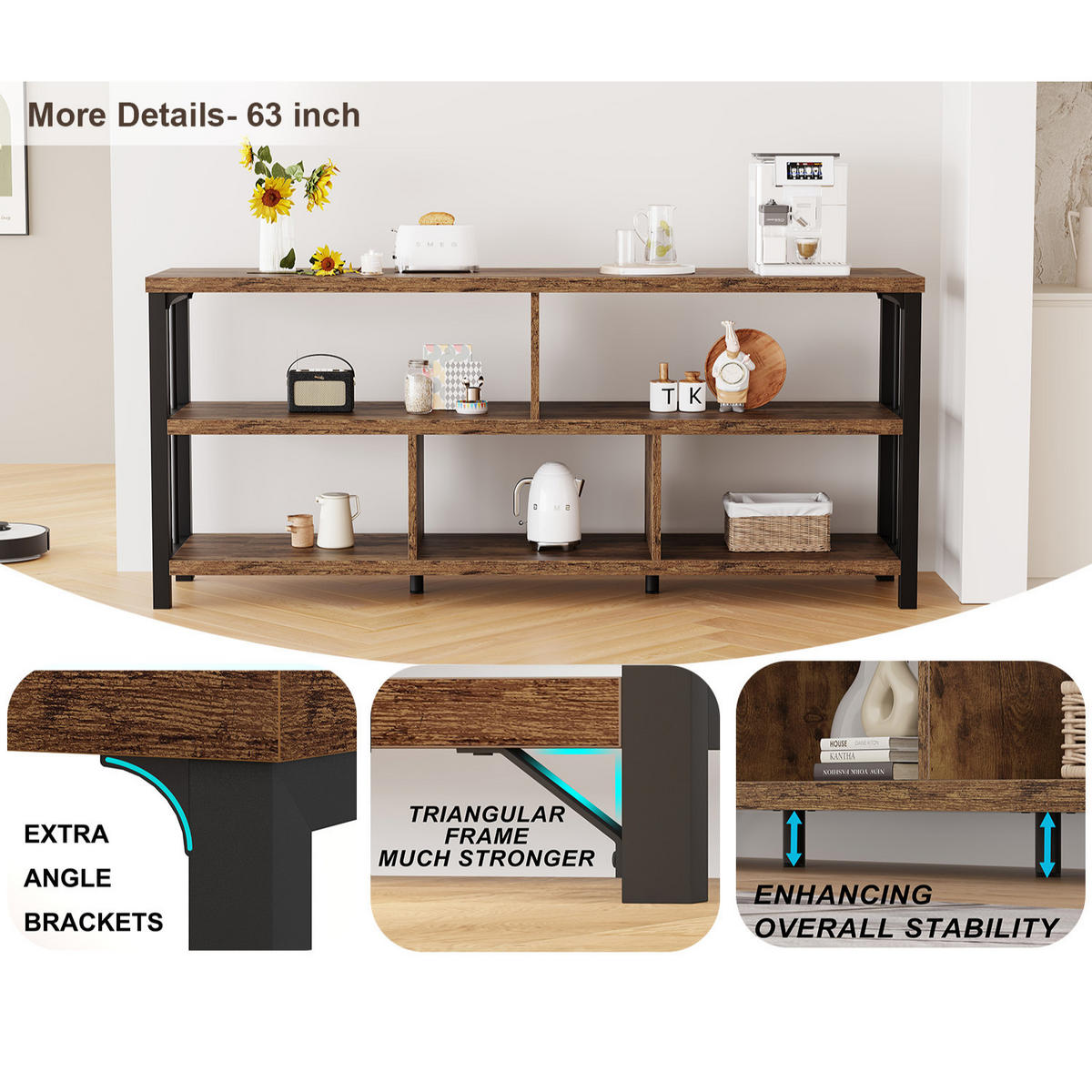 REGAL Standregal 140 x 34 x 76.2 cm Holzoptik Metallgestell - Wildeiche, Holzwerkstoff/Metall (140/76.2/34cm) - Quality Elegance