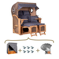STRANDKORB Komplettset Düne - Blau/Braun, Naturmaterialien/Metall (125/170/80cm) - Mr. Deko