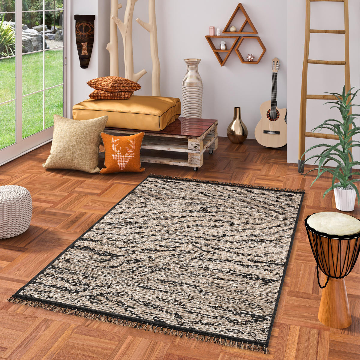 JUTE NATUR STYLE TEPPICH ORIGIN ANIMAL PRINT - Beige, Textil (80/150cm) - Pergamon
