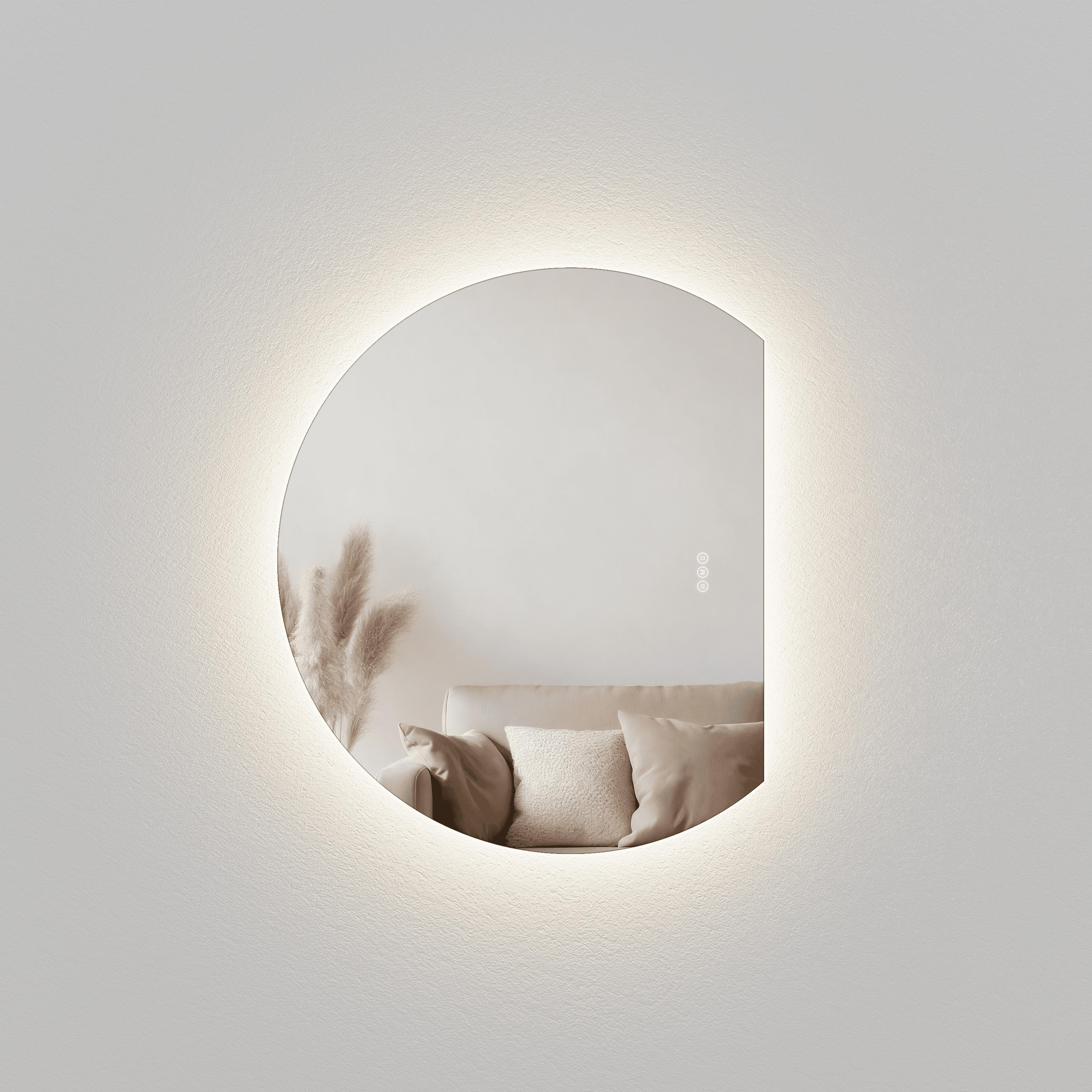 BADSPIEGEL LED 70 x 62 cm mit 3 Lichtfarben, Antibeschlagfunktion und Touch-Schalter - Transparent, Glas (70/62/2.5cm) - EMKE