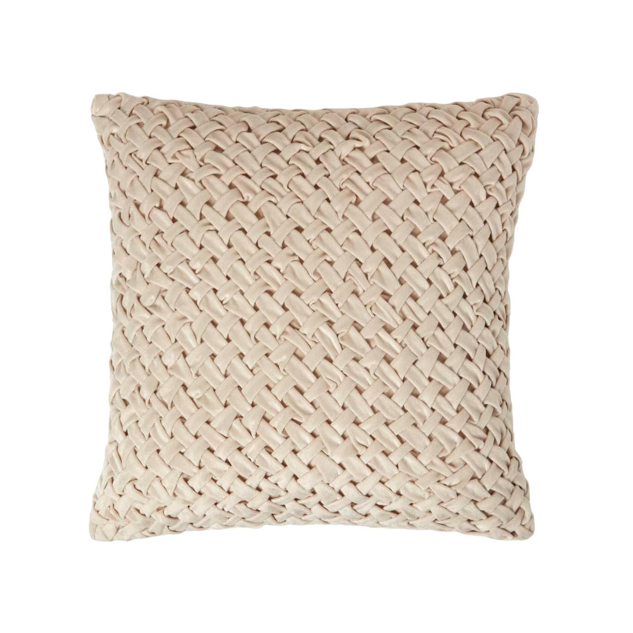 SAMTKISSEN Sofia creme 45/45 cm in Flechtoptik - Creme, Textil (45/45cm) - Homescapes