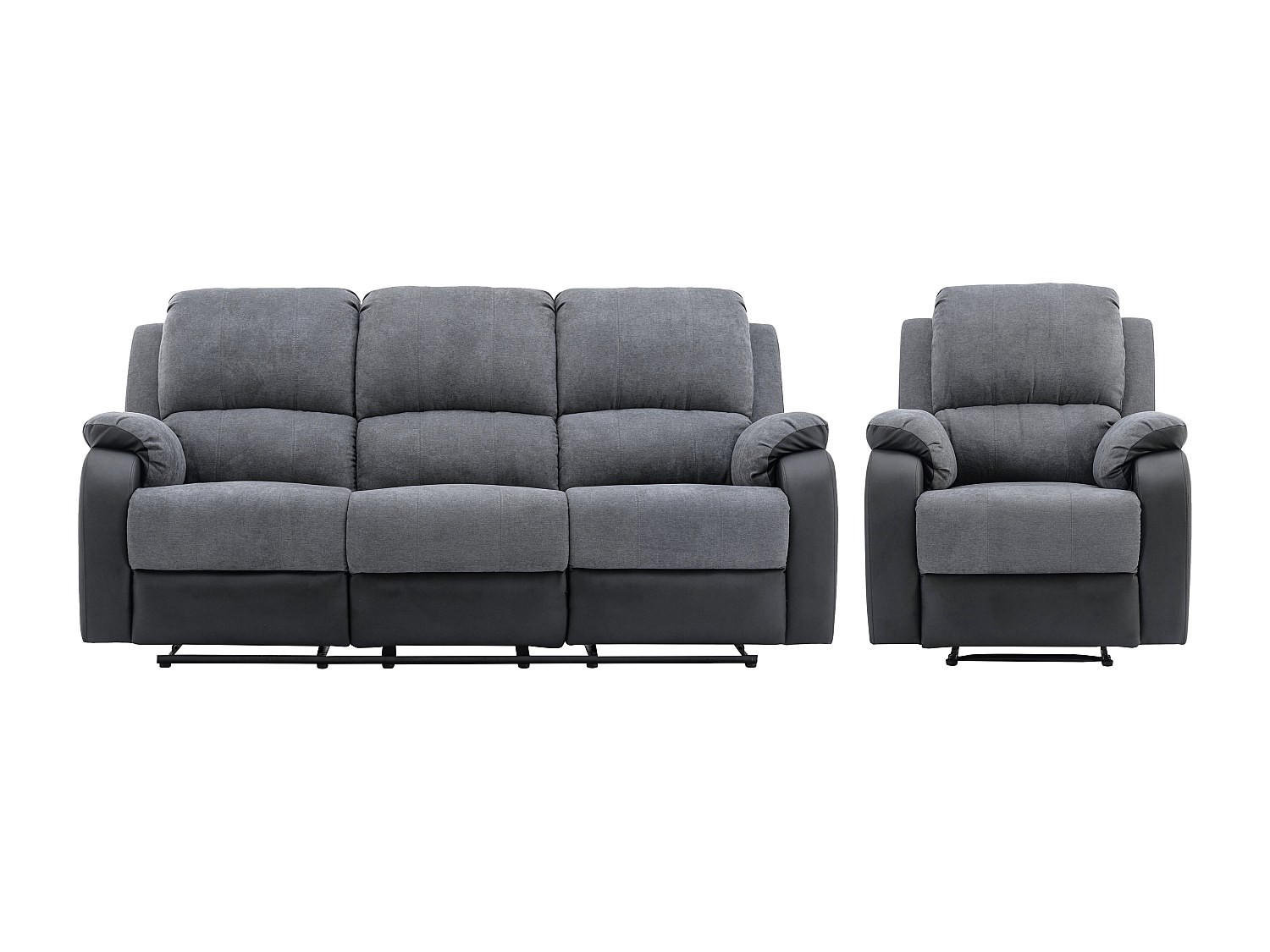COUCHGARNITUR mit Sessel - 4 Personen - stoff - schwarz, grau Brody - Schwarz, Kunststoff/Textil (87/99/98cm) - Vente-Unique