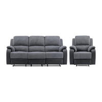 COUCHGARNITUR mit Sessel - 4 Personen - stoff - schwarz, grau Brody - Schwarz, Kunststoff/Textil (87/99/98cm) - Vente-Unique
