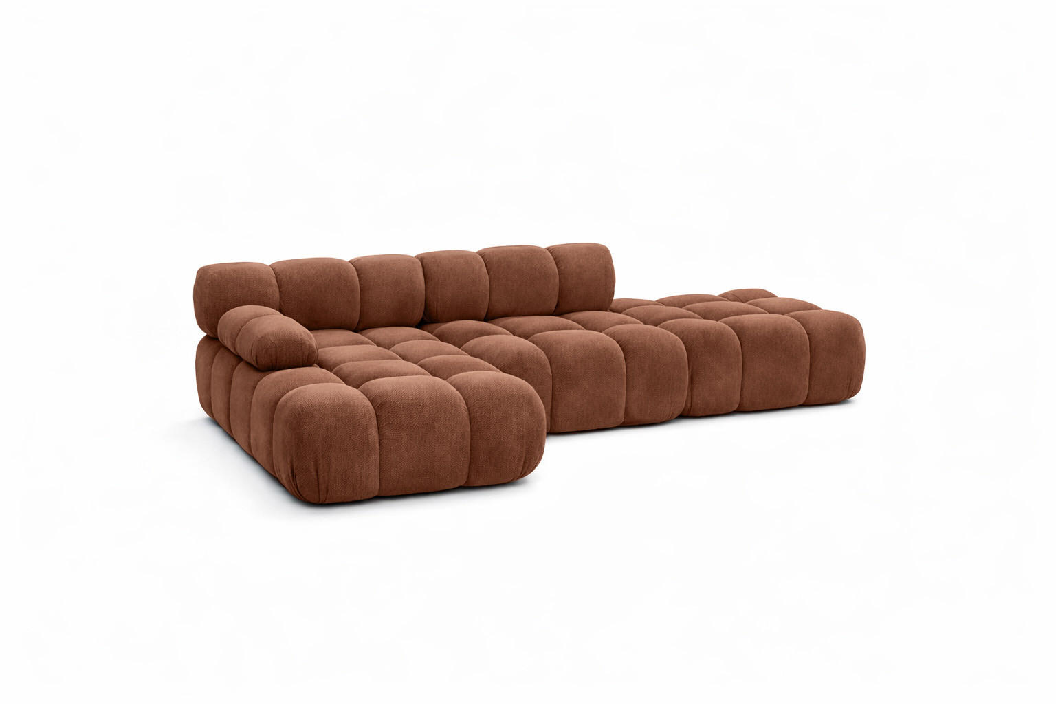 ECKSOFA L-Form Modular Mit Hocker, Veloursstoff Salvador, Dunkelbraun, Links, Selia - Dunkelbraun, Holz (285/160cm) - Kaiser Möbel