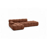ECKSOFA L-Form Modular Mit Hocker, Veloursstoff Salvador, Dunkelbraun, Links, Selia - Dunkelbraun, Holz (285/160cm) - Kaiser Möbel