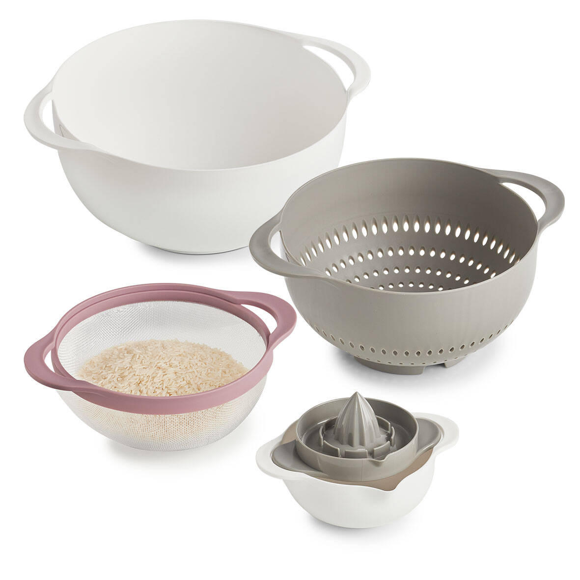 SCHÜSSELN UND SIEBE 5er-Set - Weiß, Kunststoff (26cm)