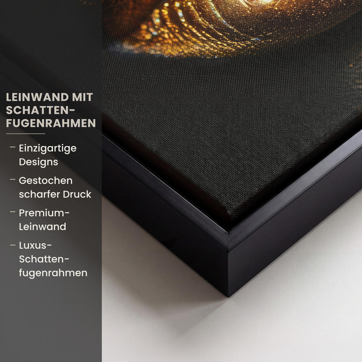 LEINWAND Bilder mit Rahmen - Frau - Porträt - Lippen - Gold - Schwarz - 40x30 - Schwarz, Textil (40/30cm) - MuchoWow