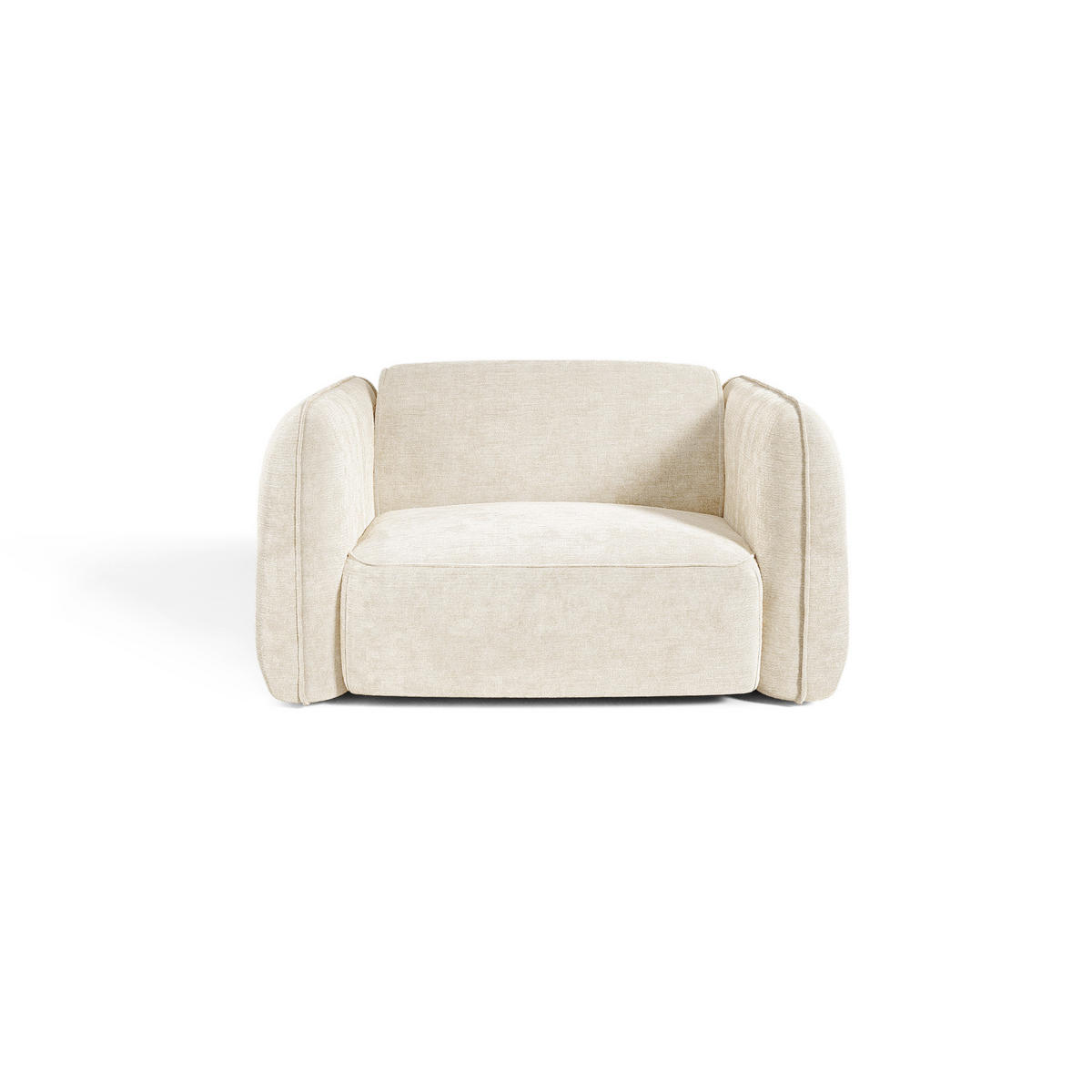 SESSEL LOMI Geprägter Samt Creme 118cm - Creme, Textil (118/76/102cm) - Premium Interiors