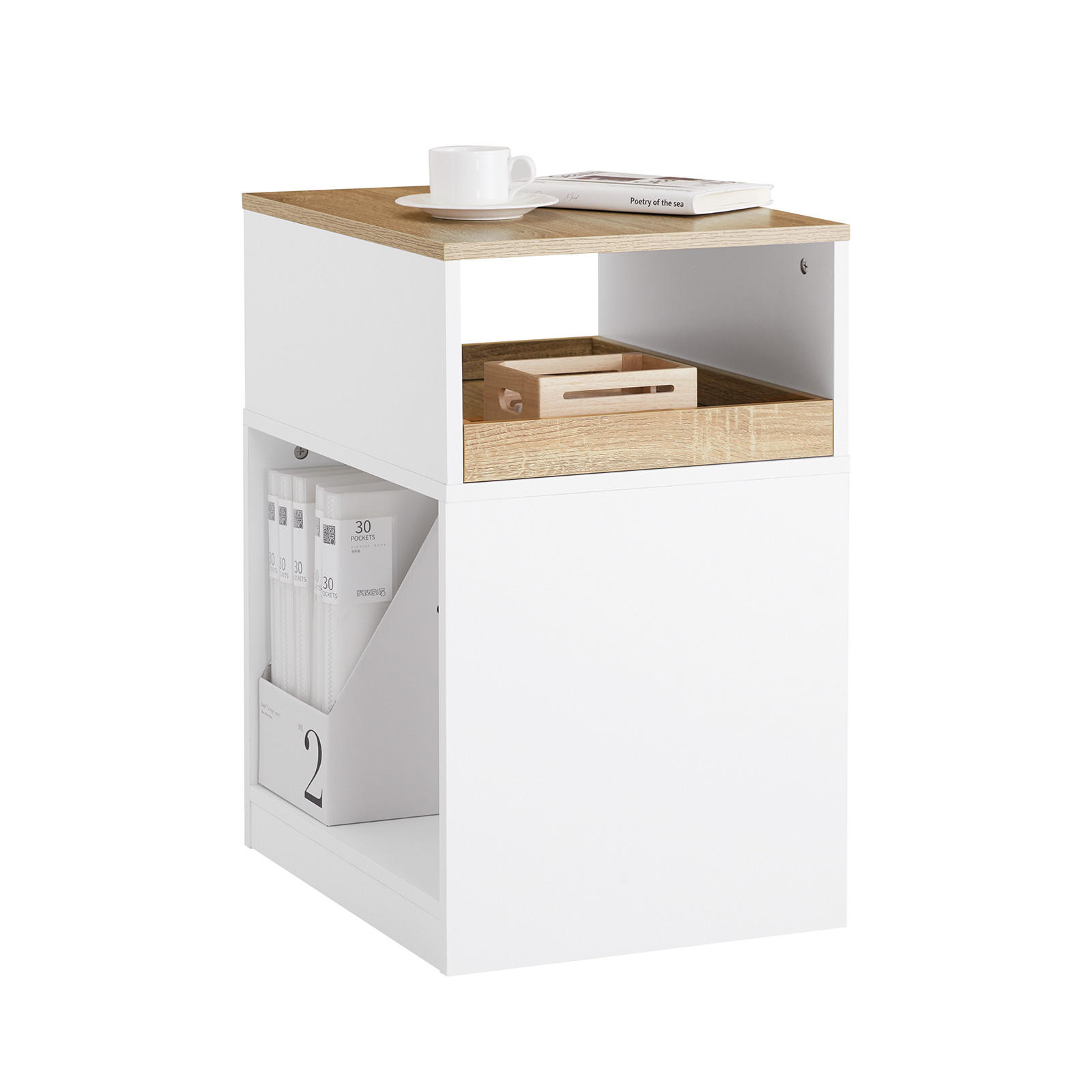ROLLCONTAINER Weiß-Natur - Weiß, Holzwerkstoff (40/65/50cm) - SoBuy