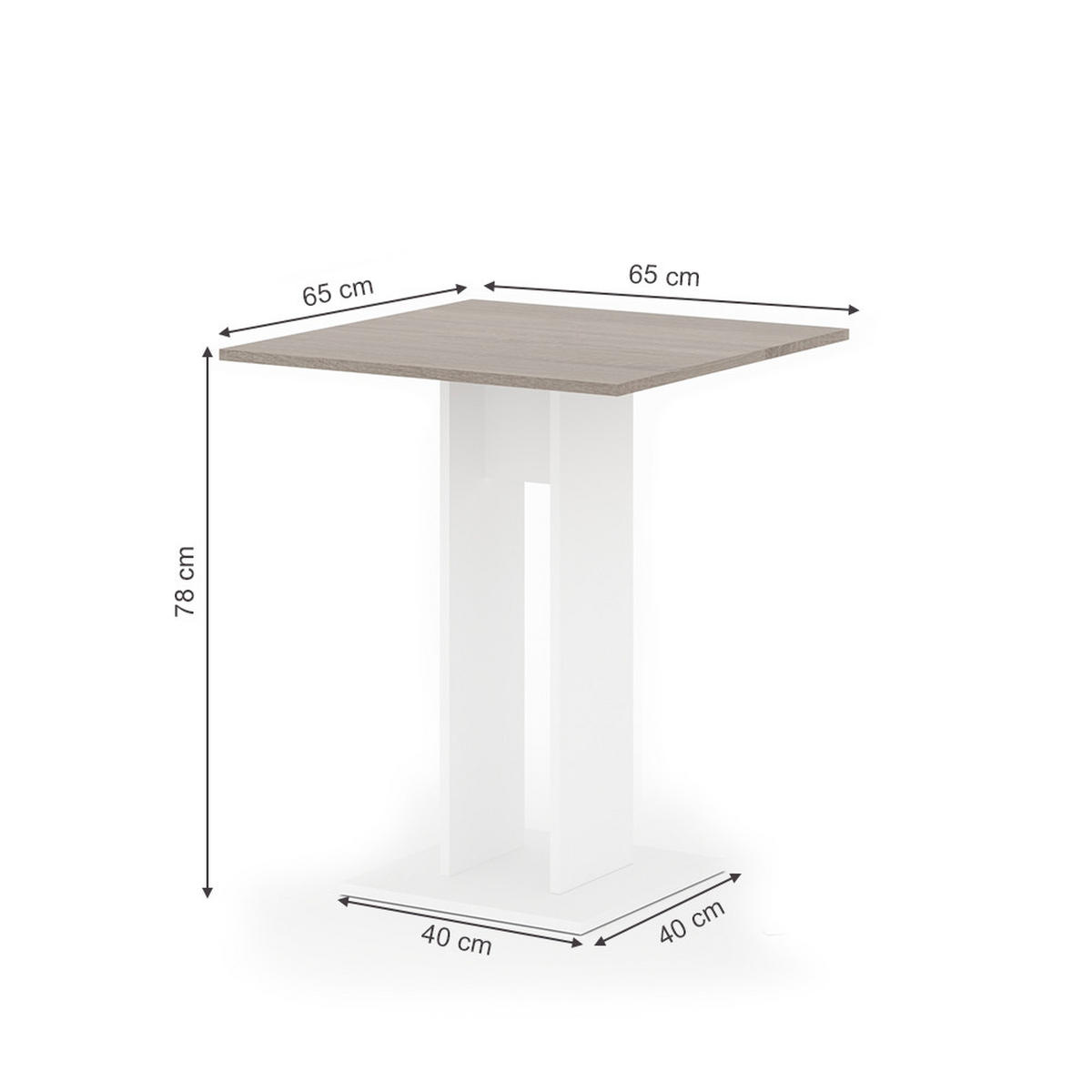ESSTISCH Repose Sonoma 65 x 65 cm - Sonoma Eiche, Holzwerkstoff (65/65/78cm) - Vicco