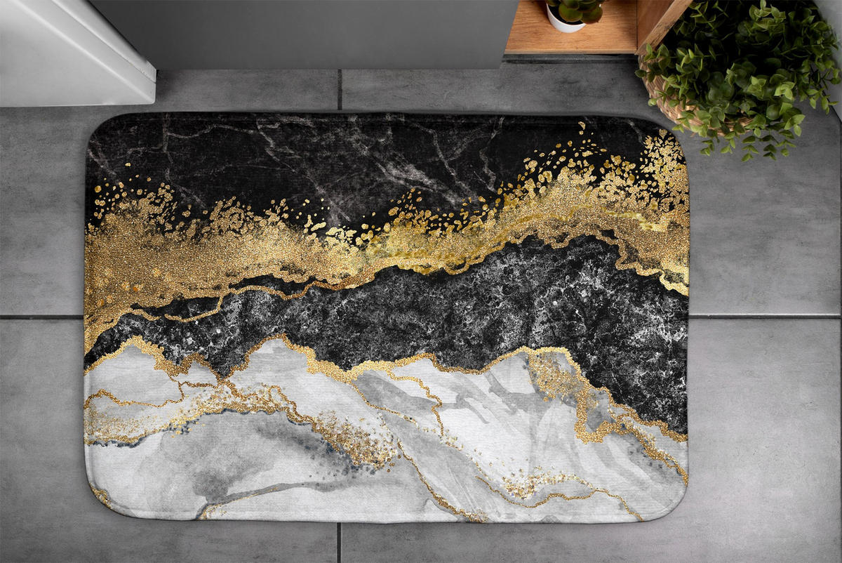 BADTEPPICH 90x60 cm Goldener Marmor - Goldfarben, Textil (90/60cm) - TULUP