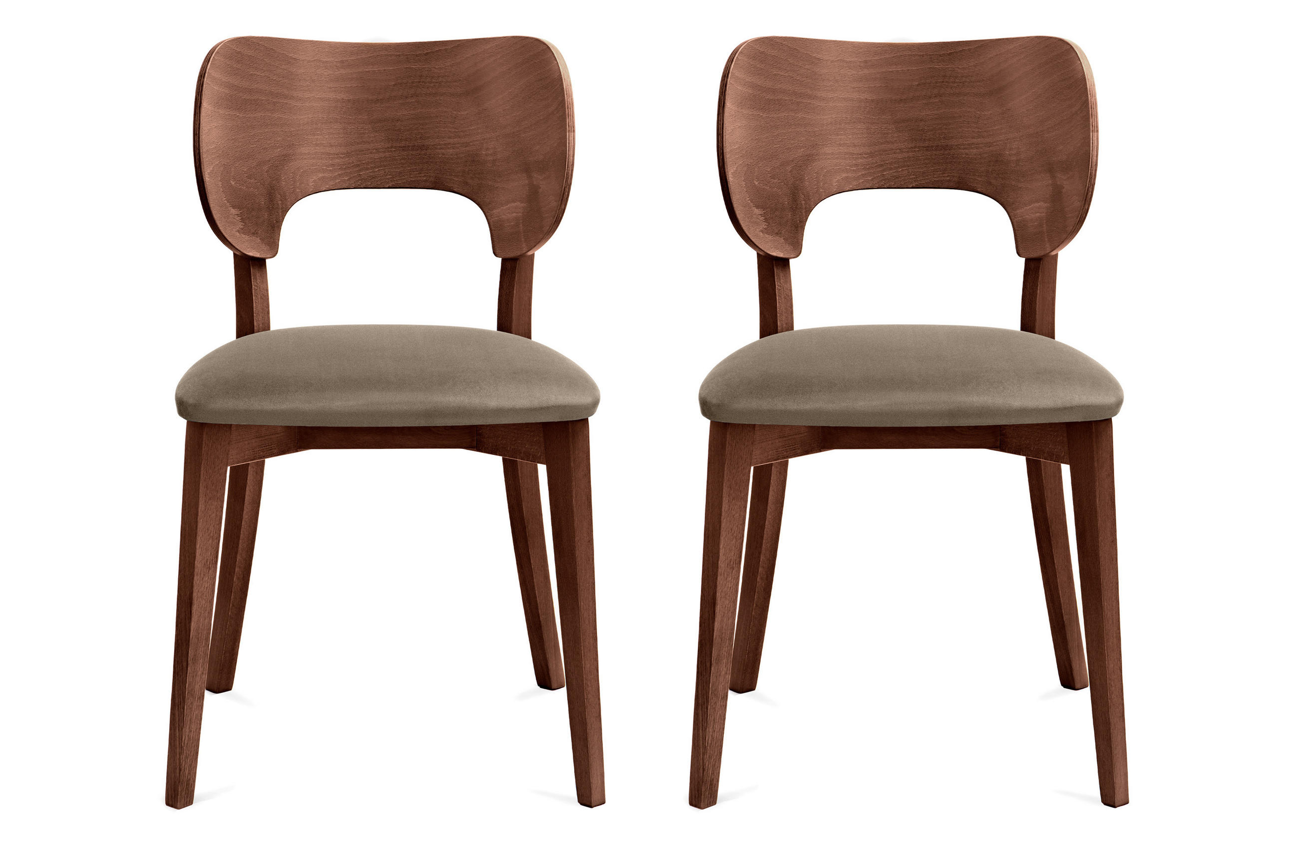 ESSZIMMERSTÜHLE LYCO (2er-Set), beige / Walnuss mittel - Beige/Walnussfarben, Holz/Buchenholz (47/81/45cm) - KONSIMO®