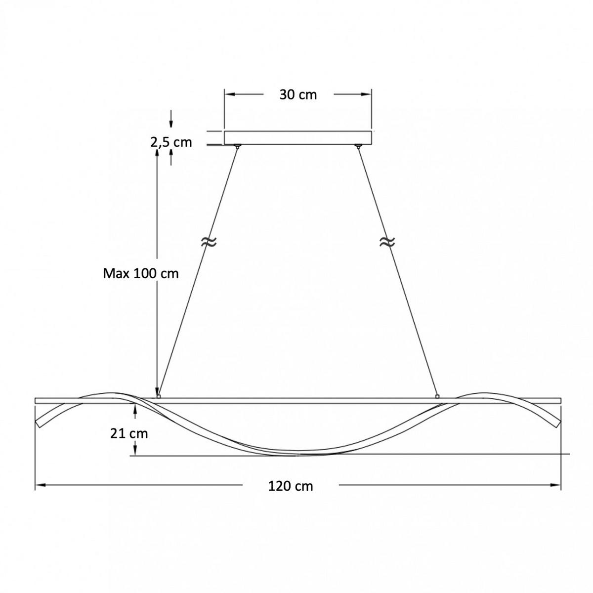 HÄNGELEUCHTE Hilda, Schwarz, 120cm - Schwarz, Metall (120/21/120cm) - KOSILUM