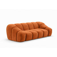 SOFA 3-Sitzer modular, Veloursstoff Bluvel, Zimtfarbe, CROISSANT - Orange, Holz (240/72/115cm) - Kaiser Möbel