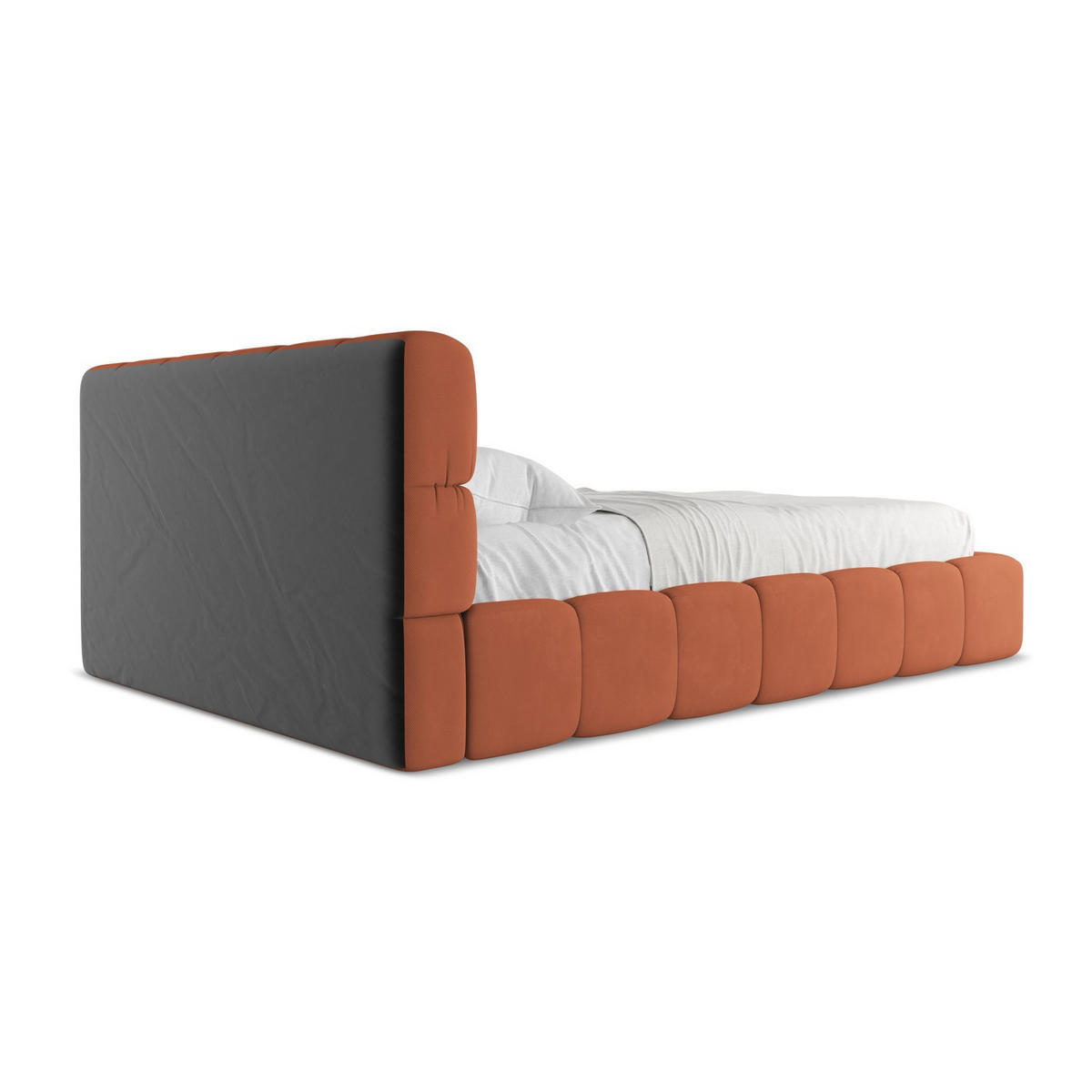 POLSTERBETT mit Bettkasten und Lattenrost 160x228 Orange - Terracotta/Schwarz, Kunststoff/Textil (140/200cm) - LaMiaSofa