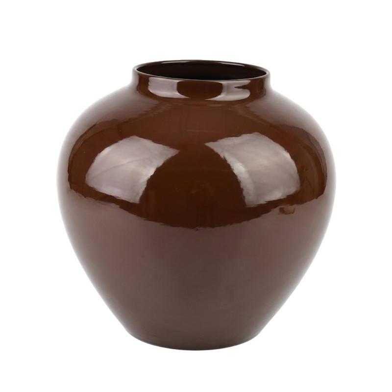 VASE Roger Schokolade 14/28/28cm Metall - Braun, Metall (28cm) - Mondex