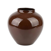 VÁZA Roger, kov, čokoládová, 14/28/28 cm - hnědá, kov (28cm) - Mondex