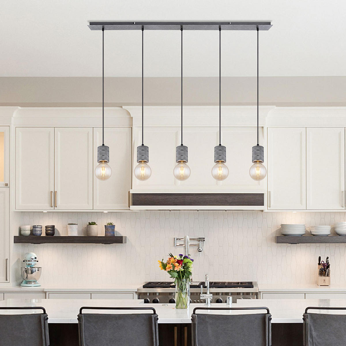 HÄNGELEUCHTE Silber Gemustert Höhenverstellbar - Silberfarben, Metall (115/10/120cm) - Globo Lighting