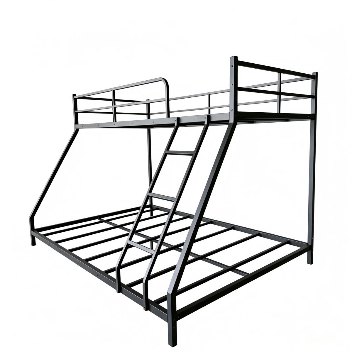 ETAGENBETT 140/200 cm Schwarz Metall mit Schutzgeländer - Schwarz, Metall (140/200cm) - MIVRAY