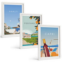 BILDER SET 3er Set - 40x60 cm Weißer Rahmen - Amalfi, Positano und Capri - Weiß, Kunststoff (40/60cm) - TULUP