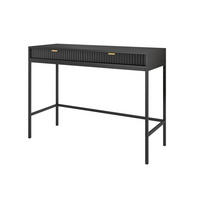 SCHMINKTISCH Nova Schwarz, Schwarze Beine, Konsoletisch mit Schubladen - Schwarz, Holzwerkstoff/Metall (50/104/78cm) - Bettso