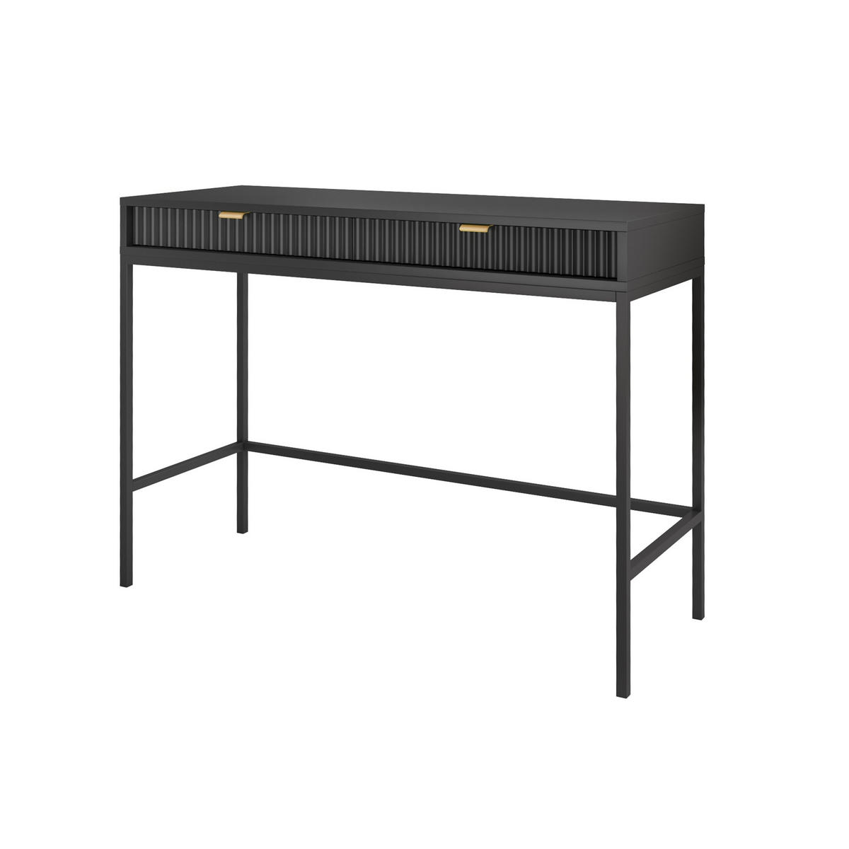 SCHMINKTISCH Nova Schwarz, Schwarze Beine, Konsoletisch mit Schubladen - Schwarz, Holzwerkstoff/Metall (50/104/78cm) - Bettso