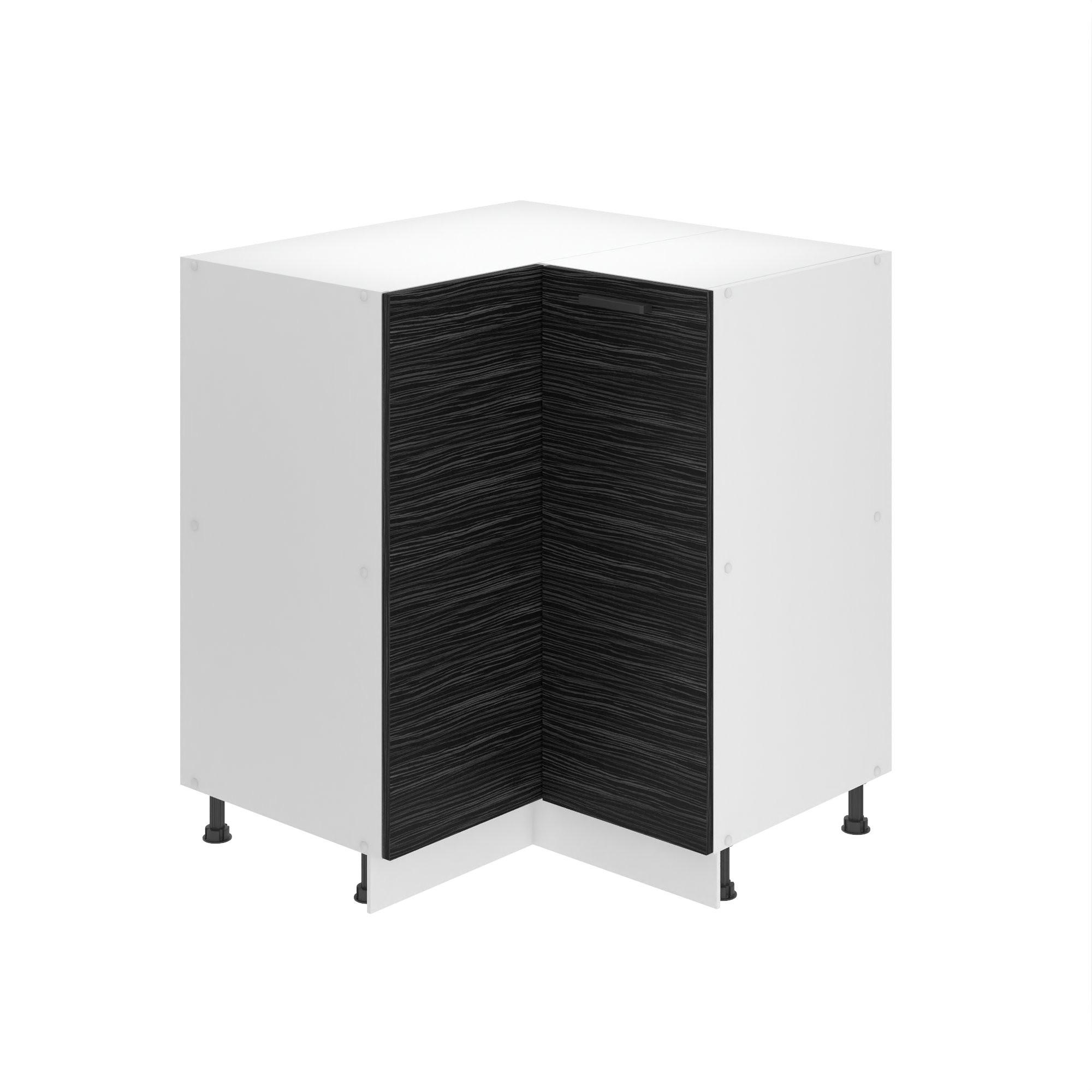 KÜCHENUNTERSCHRANK 90 cm SNP ohne Arbeitsplatte Eckschrank Küche mit 1 Tür, Königliches Ebenholz - Schwarz, Holz (90/82/90cm) - B BELINI GROUP