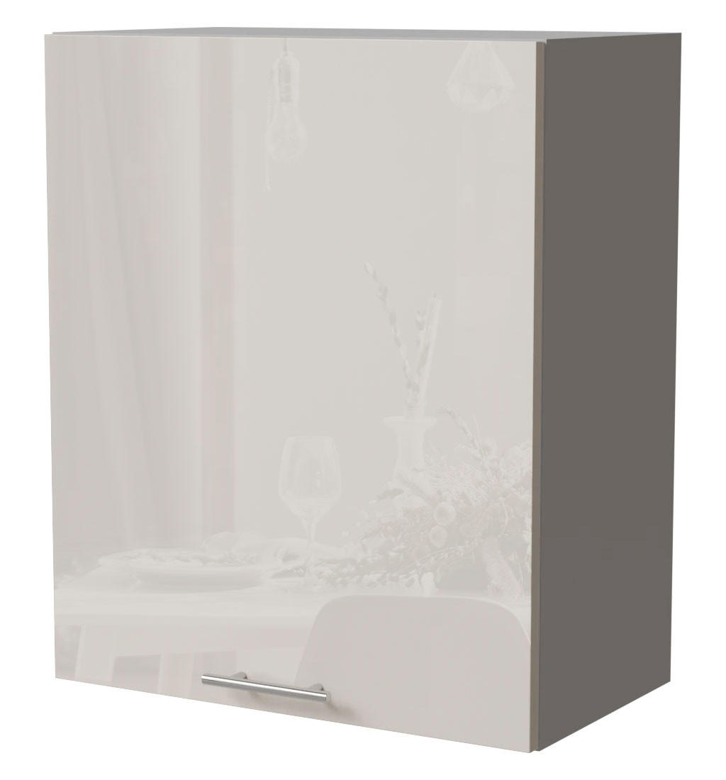 HÄNGESCHRANK Brerra W2/60 Grau / RAL 9001 creme Hochglanz 60 / 32,5 / 72cm - Creme/Grau, Holz/Holzwerkstoff (60/72/32.5cm) - Feldmann-Wohnen