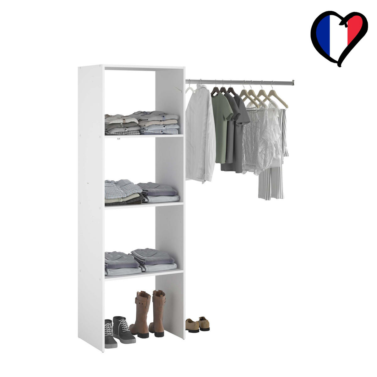 ANKLEIDEZIMMER Elysee Weiß 160 x 40 x 180 cm - Weiß, Holzwerkstoff (40/180/160cm) - Concept Usine