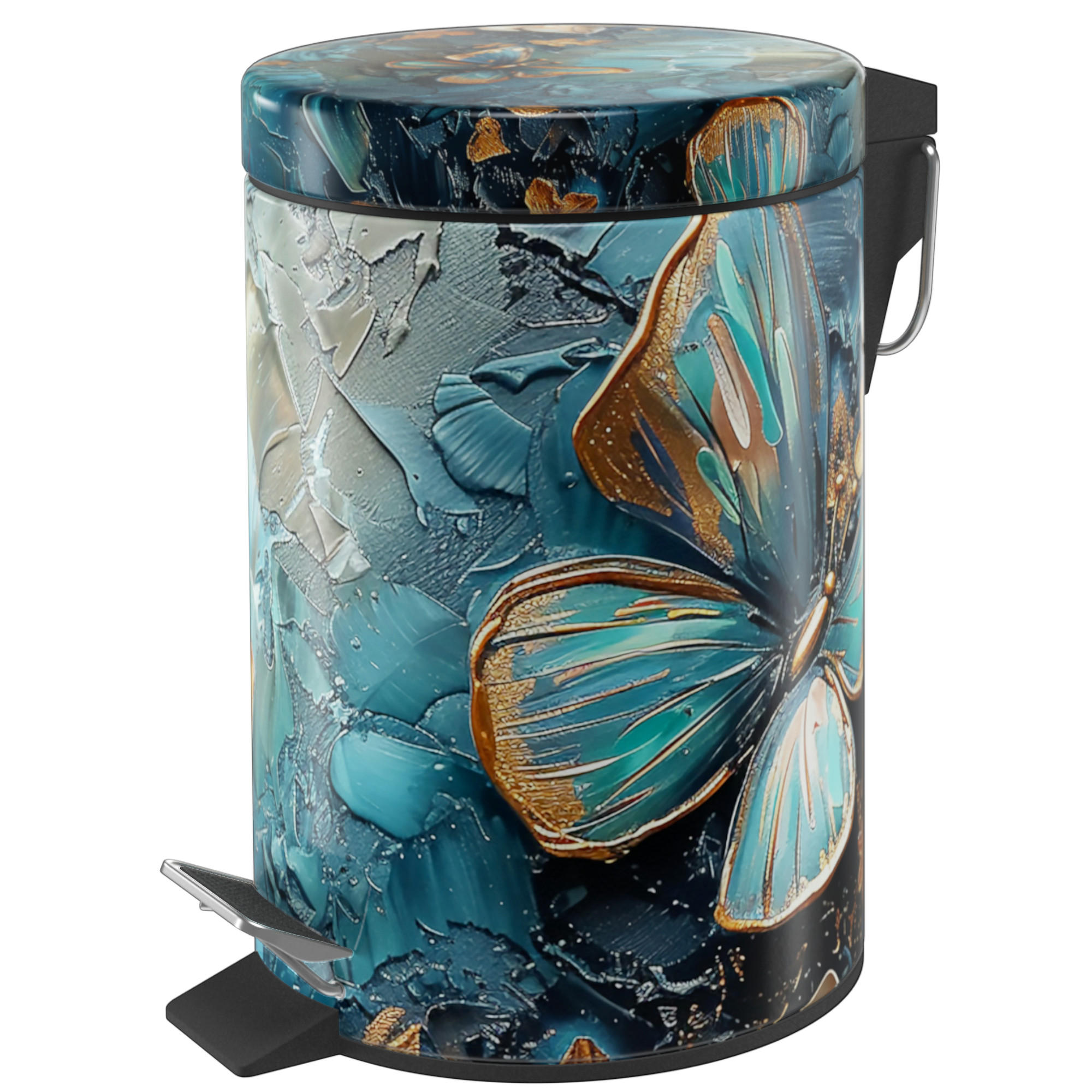 KOSMETIKEIMER Mariposa - Blau/Multicolor, Kunststoff/Metall (17/25/25cm) - Sanilo
