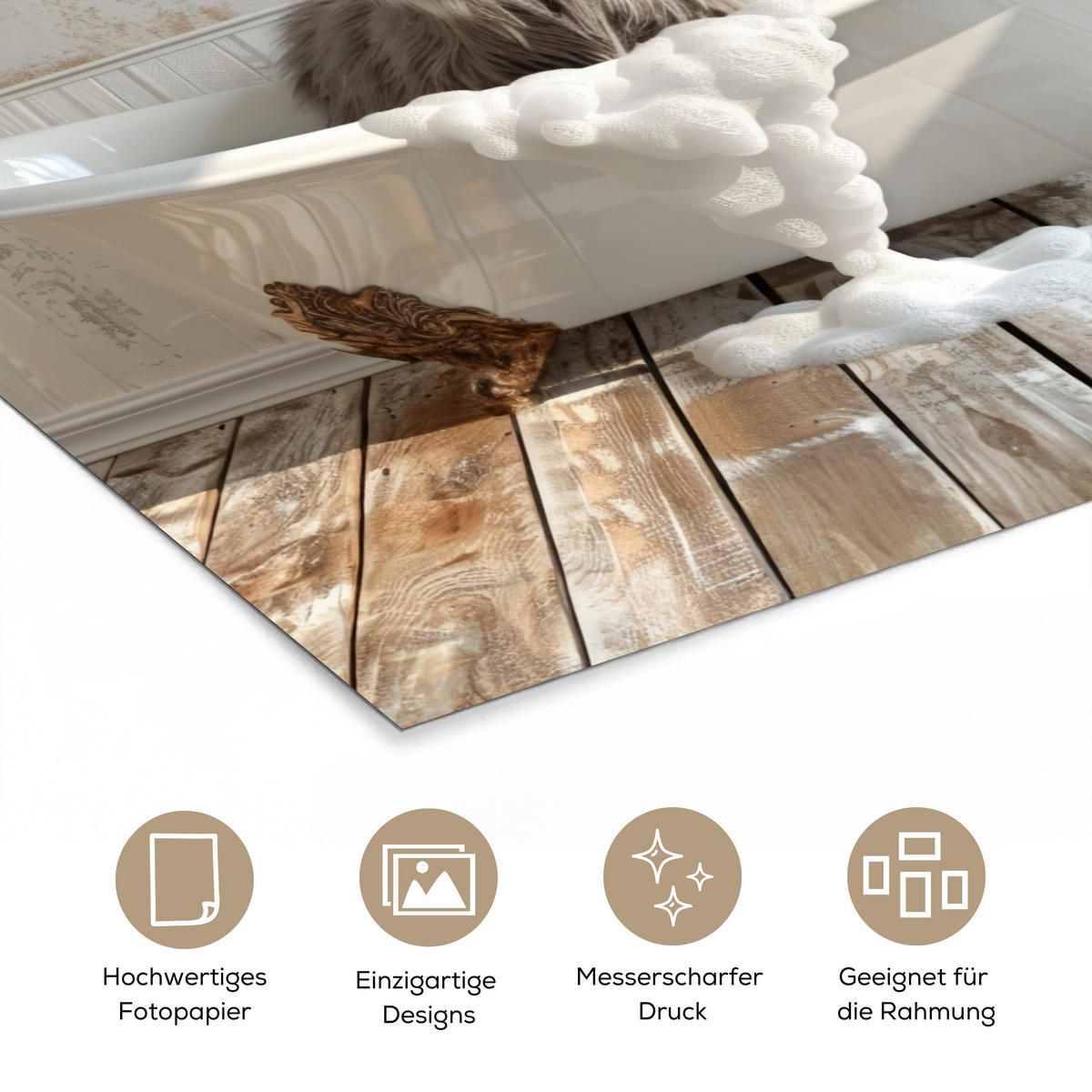 POSTER Esel - Tiere - Badewanne - Schaumstoff 60x80 cm - Weiß, Papier (60/80/0.1cm) - MuchoWow