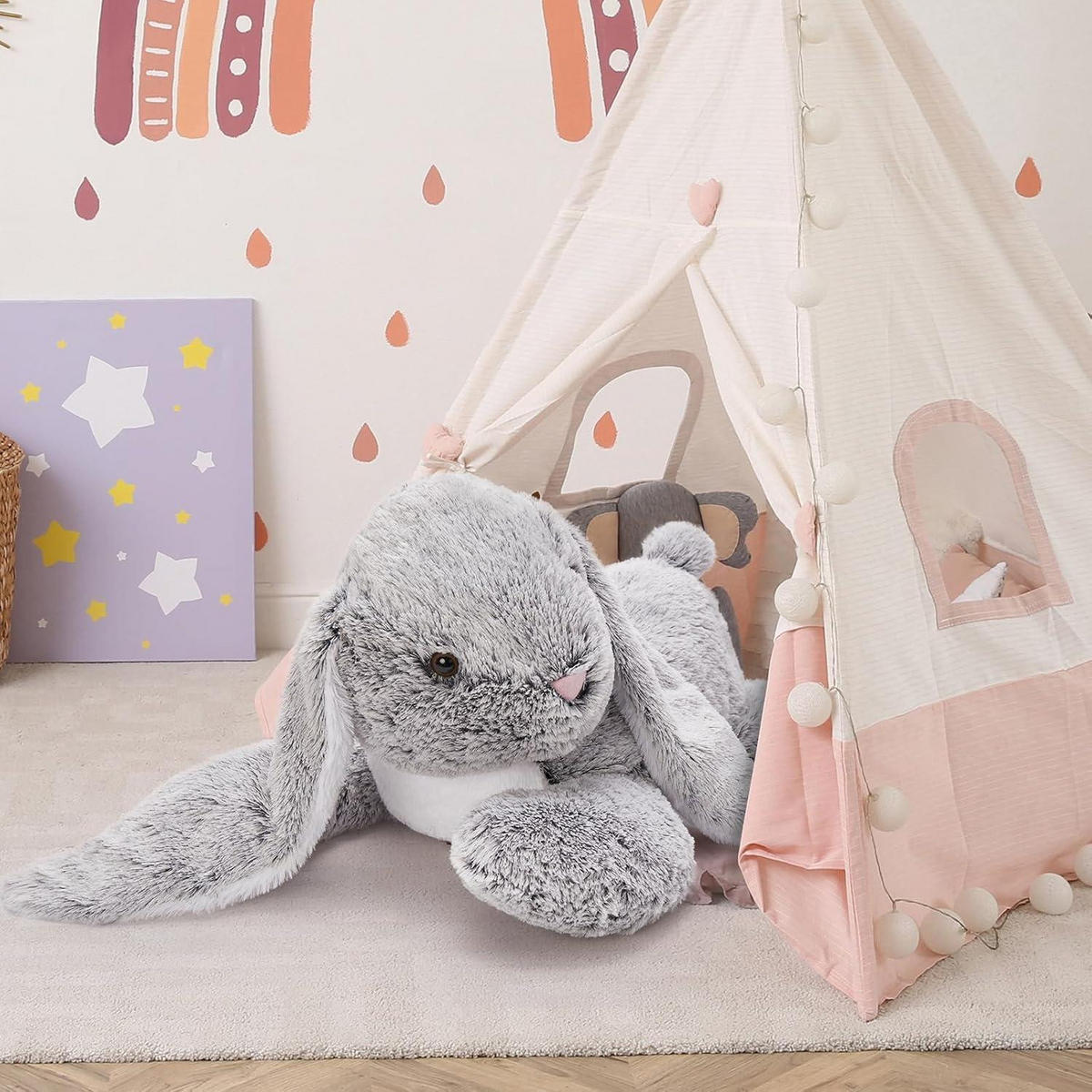 STOFFTIER Hase 80 cm Grau - Grau, Textil (55/80cm)