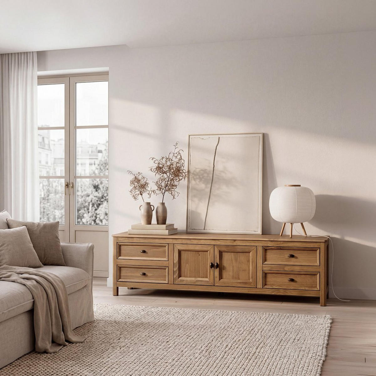 TV-ELEMENT Serena Natürlich 185 cm x 51 cm - Naturfarben, Holz (185/51/39cm) - Klast Home