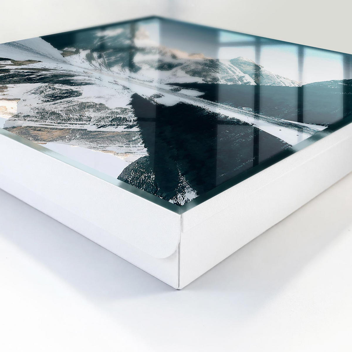 SCHLÜSSELBOX Weiß 30x30 cm – Türöffnung nach rechts - Winterlandschaft - Weiß, Metall (30/30/5cm) - TULUP
