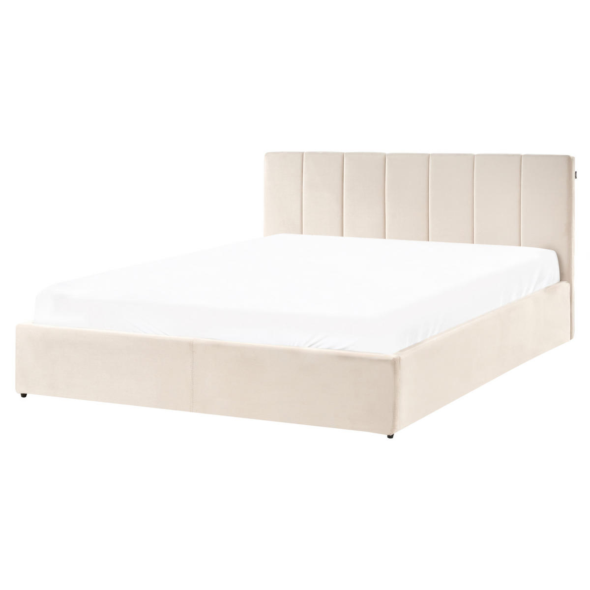 BETT mit Stauraum 160/200 cm Samtstoff Hellbeige Dreux - Beige, Textil (160/200cm) - Beliani
