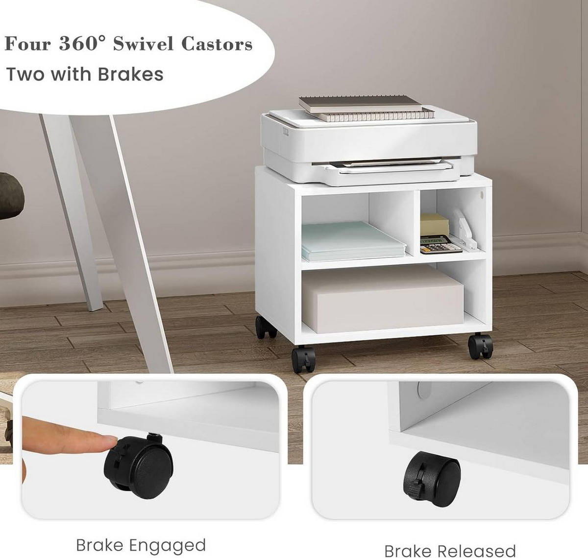 AKTENREGAL mit Rädern, 40x35x30 cm, Weiß - Weiß, Holzwerkstoff (40/35/30cm) - Woltu