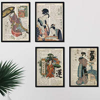 POSTER Set mit 4 japanische Sprache, Kommunikation, Emotionen und Freiheit A4 Schwarzer Rahmen - Schwarz, Papier (29.7/3cm) - Nacnic