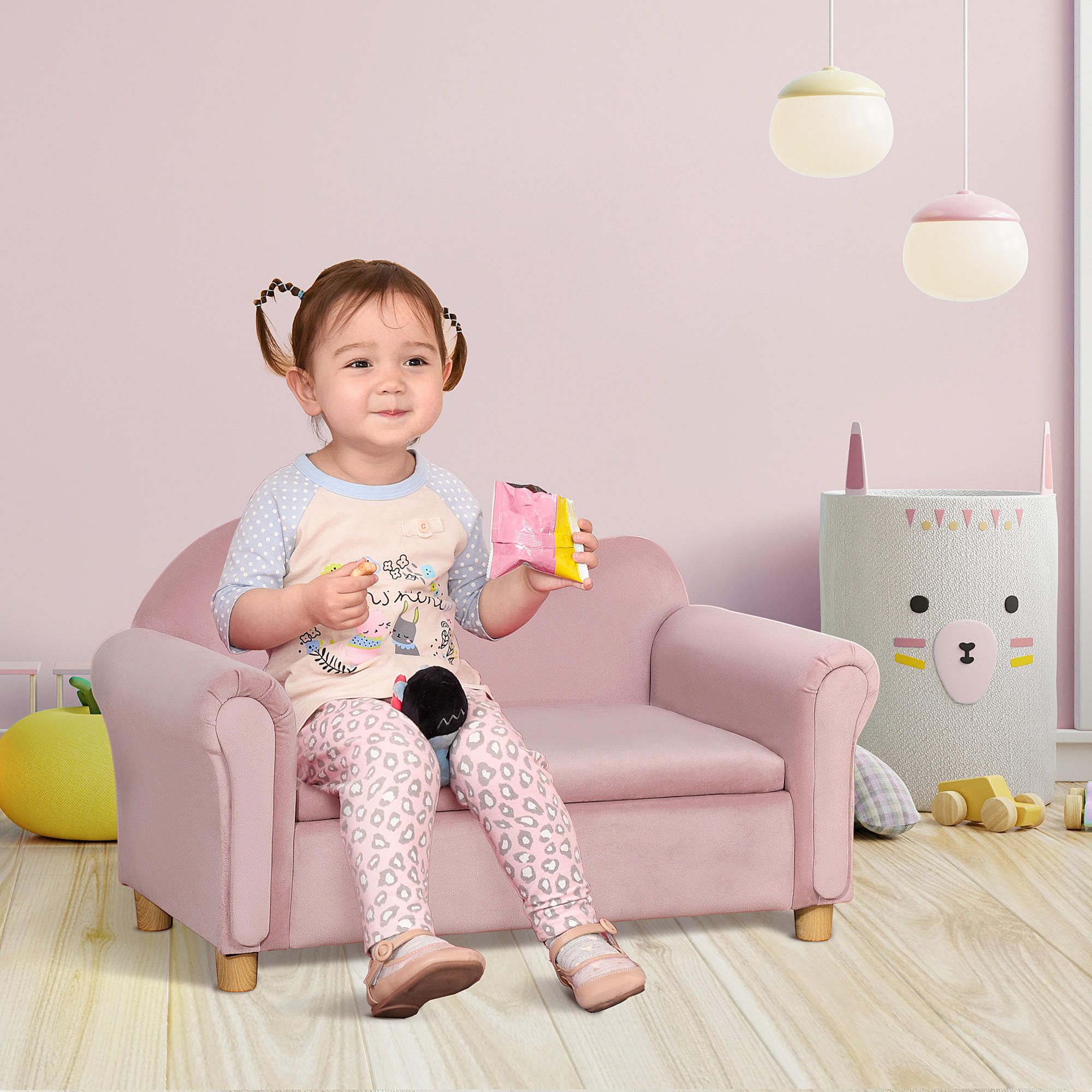 KINDERSOFA, Rosa, Polyester - Rosa, Kunststoff (41.5/48.5/84cm) - HOMCOM