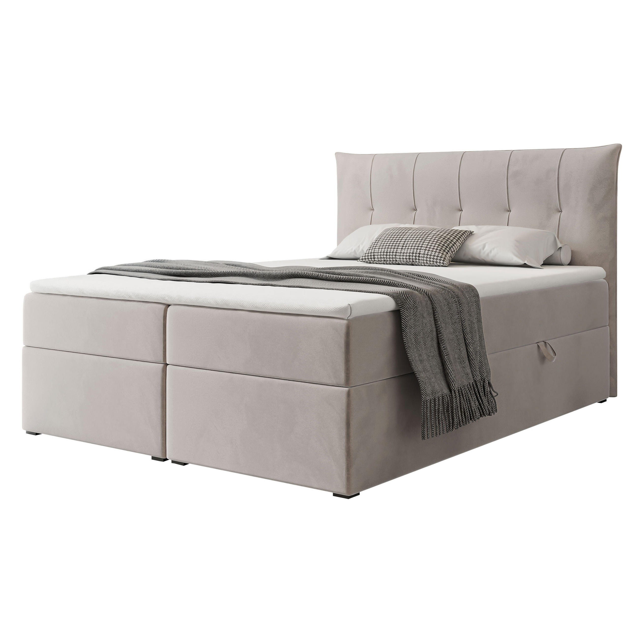 BOXBETT CHESTER 180/200 cm mit Matratze und Topper, Hellgrau - Hellgrau, Holzwerkstoff/Textil (180/200cm) - Idohome
