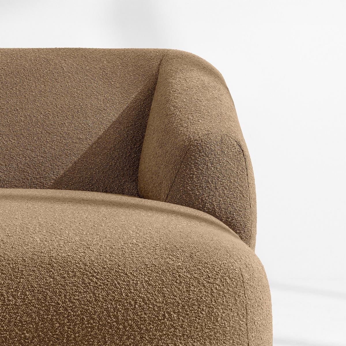ECKSOFA RECHTS VIRA, Dunkelbeige, Bouclé - Schwarz/Braun, Holz/Holzwerkstoff (300/160cm) - KONSIMO®