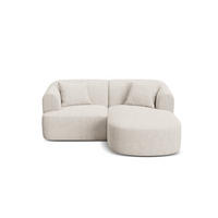 MODULARES-ECKSOFA rechts Campi aus strukturiertem Stoff leichtes beige 3 Sitzplätze - Creme, Textil (156/180cm) - Cosmopolitan Design